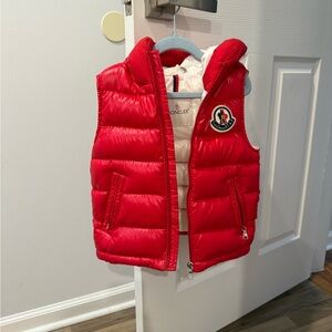 Moncler Kids Red Puffer Vest with Logo